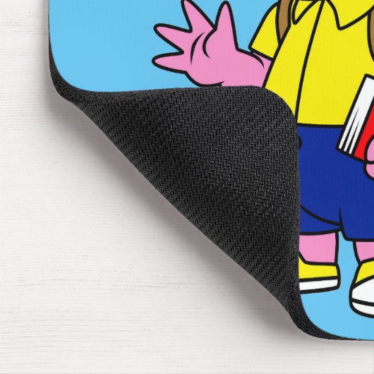 Triceratops Nerd mit Rucksack und Textbuch. Mousepad (Ecke)