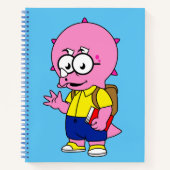 Triceratops Nerd mit Rucksack und Textbuch. Notizblock (Vorderseite)