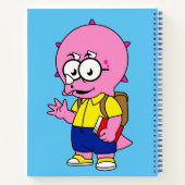 Triceratops Nerd mit Rucksack und Textbuch. Notizblock (Rückseite)