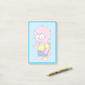 Triceratops Nerd mit Rucksack und Textbuch. Post-it Klebezettel (Auf Schreibtisch)