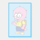 Triceratops Nerd mit Rucksack und Textbuch. Post-it Klebezettel (Vorderseite)