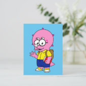 Triceratops Nerd mit Rucksack und Textbuch. Postkarte (Stehend Vorderseite)