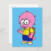 Triceratops Nerd mit Rucksack und Textbuch. Postkarte (Vorne/Hinten)