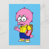 Triceratops Nerd mit Rucksack und Textbuch. Postkarte (Vorderseite)