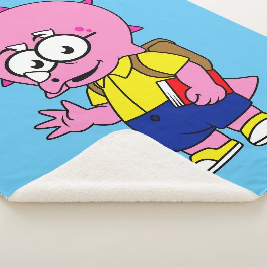 Triceratops Nerd mit Rucksack und Textbuch. Sherpadecke (3/4)