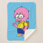 Triceratops Nerd mit Rucksack und Textbuch. Sherpadecke (Vorderseite)