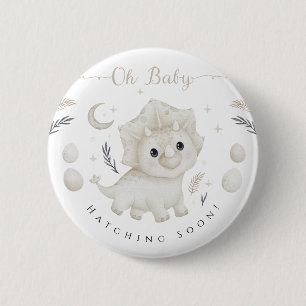 Triceratops Neutrale Dinosaurier-Baby-Party Oh Bab Button
