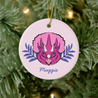 Triceratops Pretty Pink Dinosaur Keramikornament