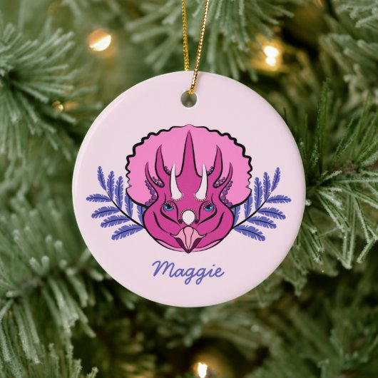 Triceratops Pretty Pink Dinosaur Keramikornament (Baum)