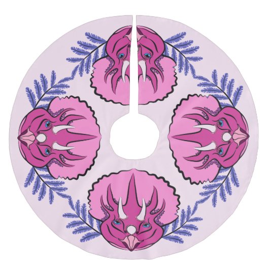Triceratops Pretty Pink Dinosaur Polyester Weihnachtsbaumdecke (Vorderseite)
