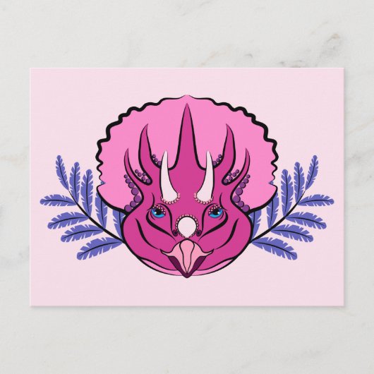 Triceratops Pretty Pink Dinosaur Postkarte (Vorderseite)