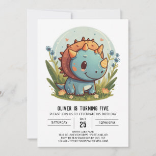 Triceratops Printable Dinosaur Boy Birthday Einladung