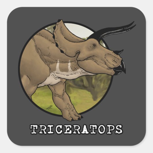 Triceratops Quadratischer Aufkleber (Vorderseite)