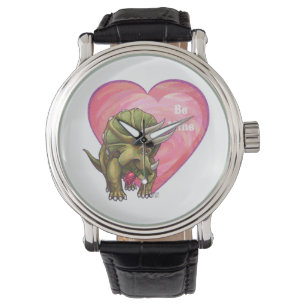 Triceratops Rote Rose Herz Armbanduhr