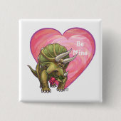 Triceratops Rote Rose Herz Button (Vorderseite)