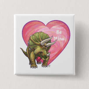 Triceratops Rote Rose Herz Button