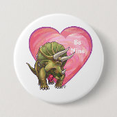 Triceratops Rote Rose Herz Button (Vorderseite)