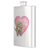 Triceratops Rote Rose Herz Flachmann (Links)