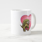 Triceratops Rote Rose Herz Jumbo-Tasse (Vorderseite Rechts)