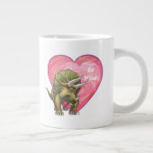 Triceratops Rote Rose Herz Jumbo-Tasse (Rechts)