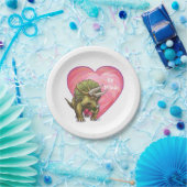 Triceratops Rote Rose Herz Pappteller (Party)