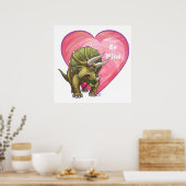Triceratops Rote Rose Herz Poster (Küche)