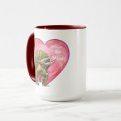 Triceratops Rote Rose Herz Tasse (Vorderseite Links)