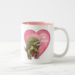 Triceratops Rote Rose Herz Zweifarbige Tasse