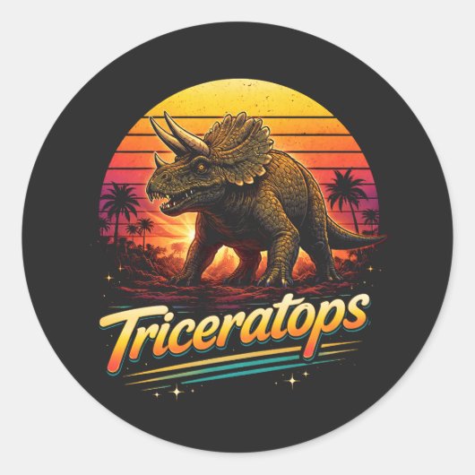 Triceratops Runder Aufkleber (Vorderseite)