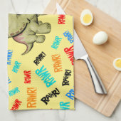 Triceratops sagt: "Rawr!" Geschirrtuch (Viertel Falte)