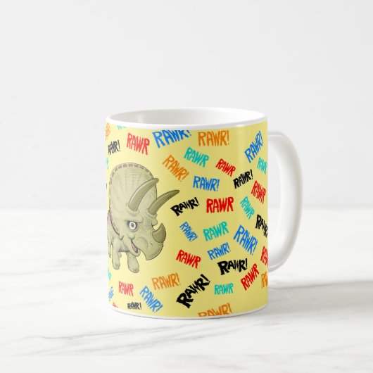 Triceratops sagt: "Rawr!" Kaffeetasse (VorderseiteRechts)