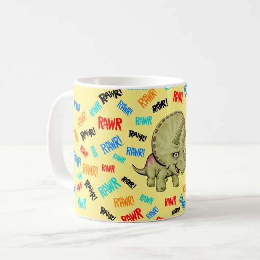Triceratops sagt: "Rawr!" Kaffeetasse (Vorderseite Links)