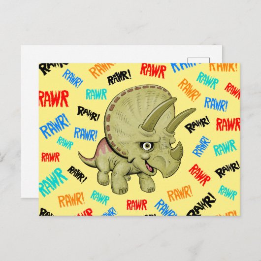 Triceratops sagt: "Rawr!" Postkarte (Vorne/Hinten)