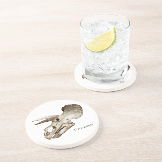 Triceratops Skull-Untersetzer Sandstein Untersetzer (Seite)