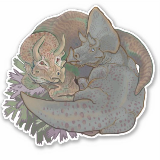 Triceratops Snuggles Aufkleber (Vorderseite)