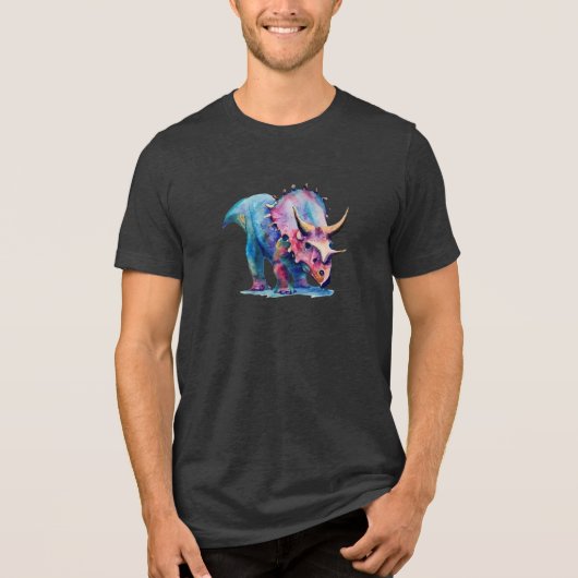 Triceratops Splendor: Unisex T-Shirt Tri-Blend Shirt (Vorderseite)