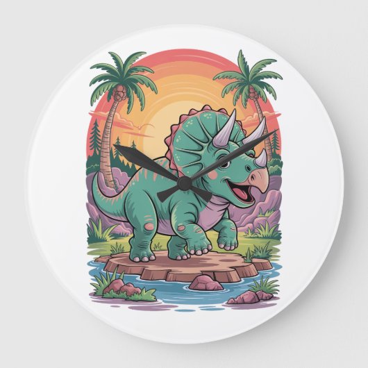 Triceratops triumphiert große wanduhr (Vorderseite)