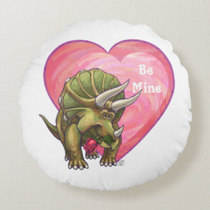 Triceratops-Valentinstag Rundes Kissen