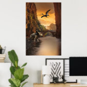 Triceratops, Velociraptor und Pterodactyl Poster (Heimbüro)