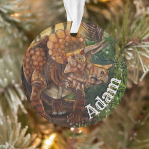 Triceratops-Wald-Ornament mit individuellem Namen Ornament
