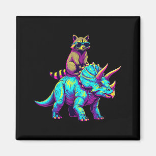 Triceratops Waschbär Dinosaurier Chaos Magnet