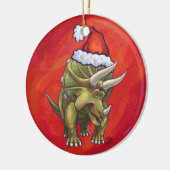 Triceratops-Weihnachten auf Rot Keramik Ornament (Links)