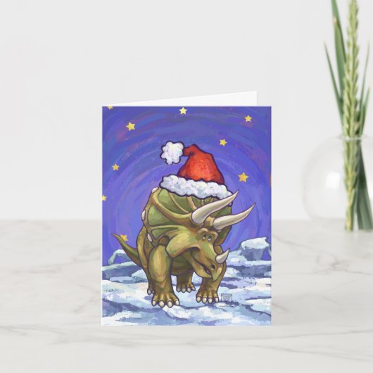 Triceratops-Weihnachten Feiertagskarte (Vorderseite)
