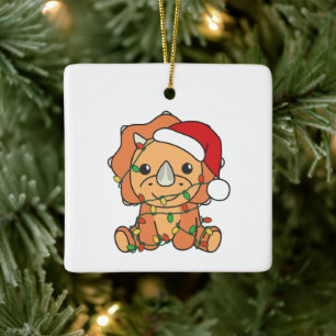 Triceratops Weihnachts Winter Tiere Holiday Dinos Keramikornament