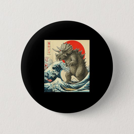 Triceratopszilla Triceratops Japanisch Art Funny L Button (Vorderseite)