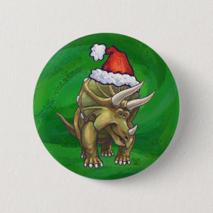 Tricerops Christmas Green Button