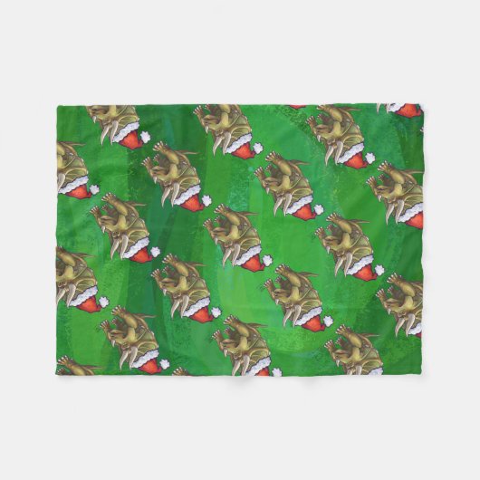 Tricerops Christmas Green Fleecedecke (Vorderseite (Horizontal))