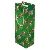 Tricerops Christmas Green Geschenktüte Für Weinflaschen (Vorderseite Schrägansicht)