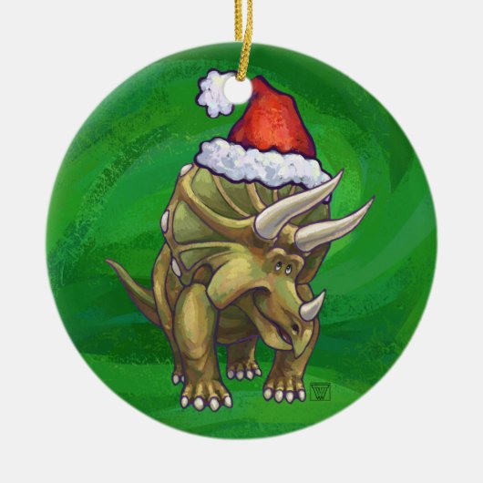 Tricerops Christmas Green Keramik Ornament (Vorne)