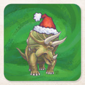 Tricerops Christmas Green Rechteckiger Pappuntersetzer (Vorderseite)